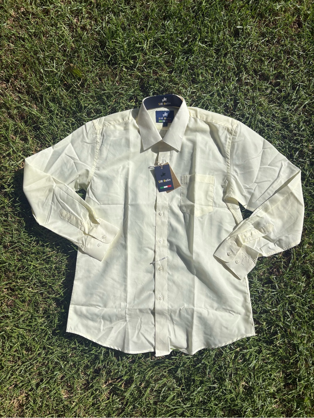Men's Dress Shirt in Light Cream with Classic Point Collar